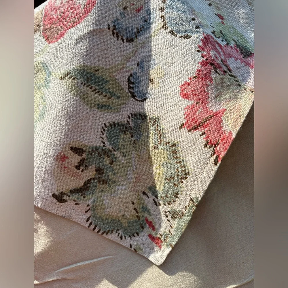 Pure Linen Handblocked Printed 5 Piece Pillow Sham  Set with Matching Runner